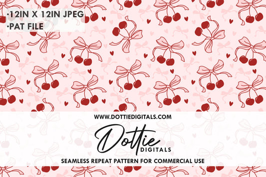 Cherry Bows Repeat Seamless Pattern