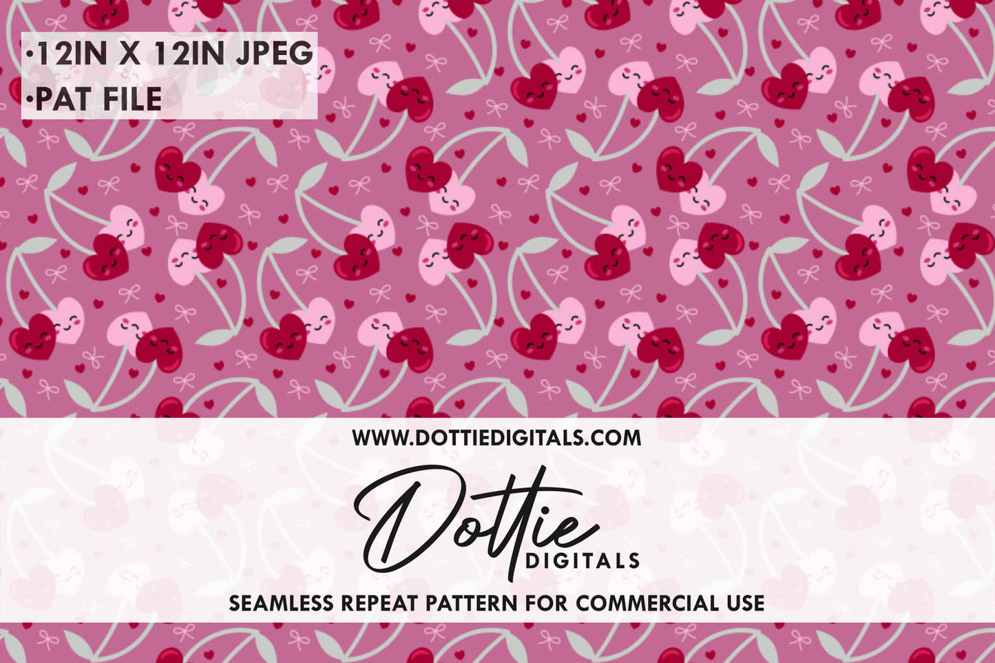 Cherry Hearts Repeat Seamless Pattern