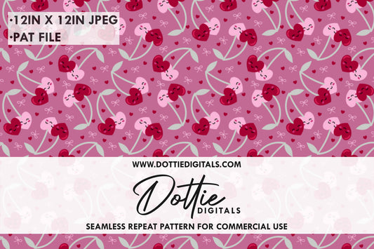 Cherry Hearts Repeat Seamless Pattern