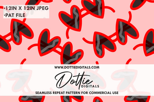Red Heart Sunglasses Repeat Seamless Pattern