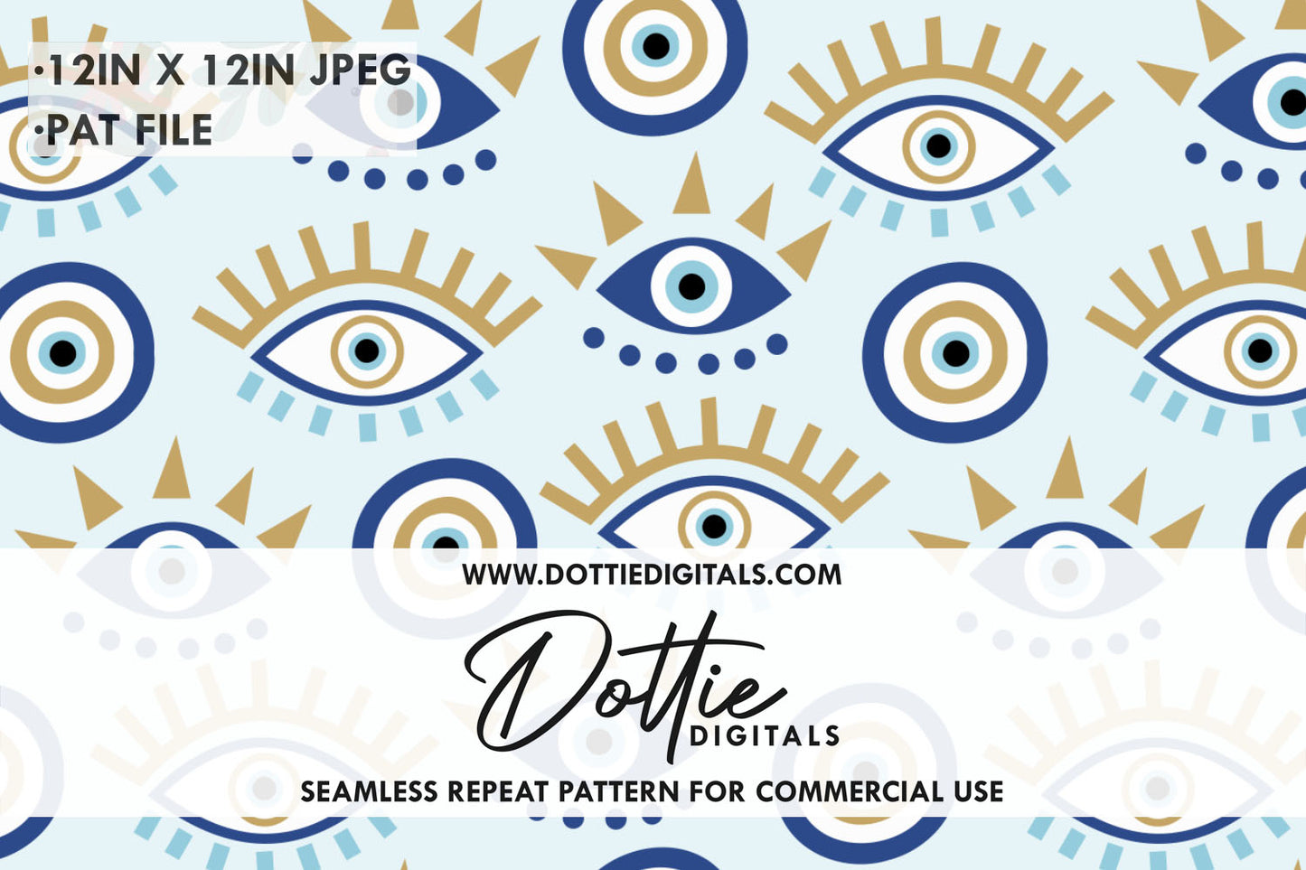 Evil Eyes On Blue Repeat Seamless Pattern