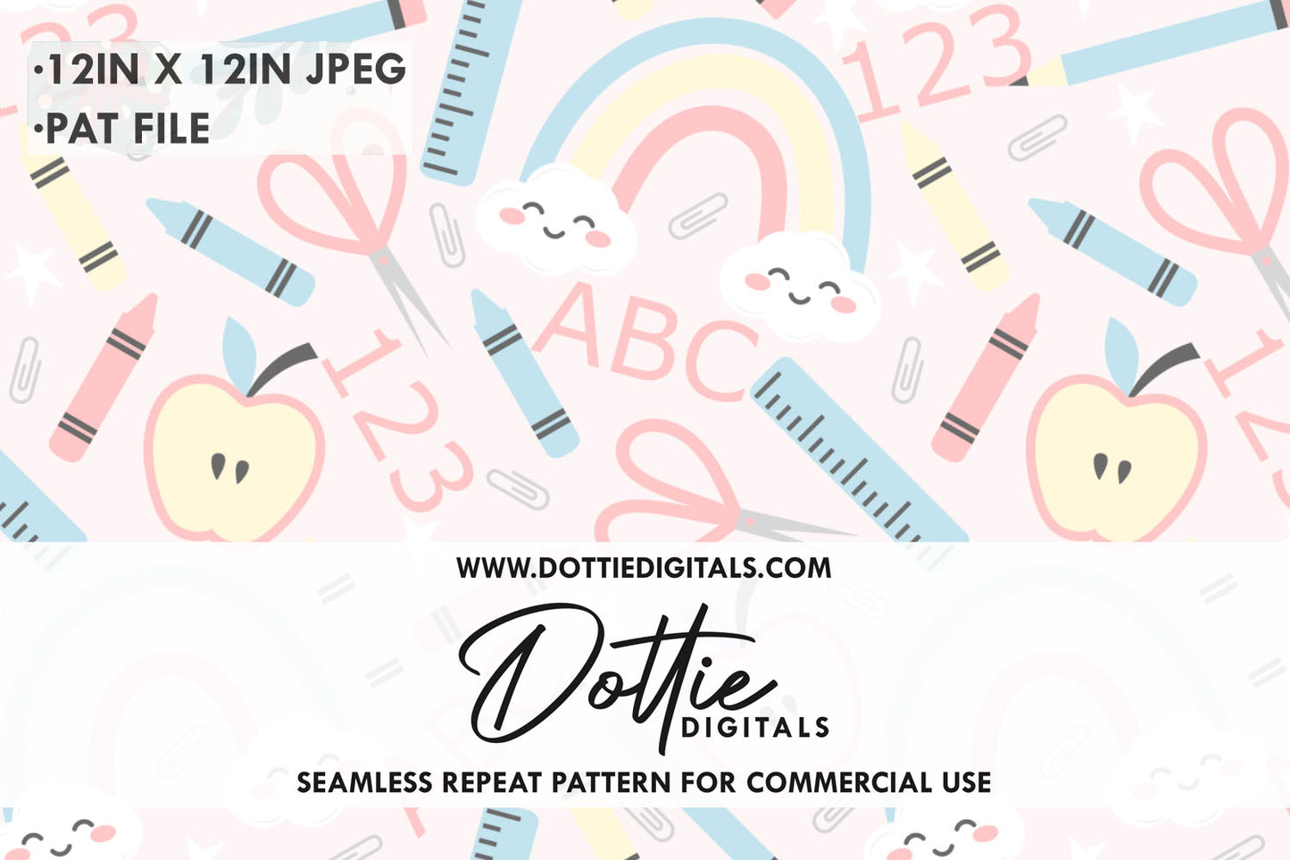 Pink Apple For The Teacher Repeat Seamless Pattern