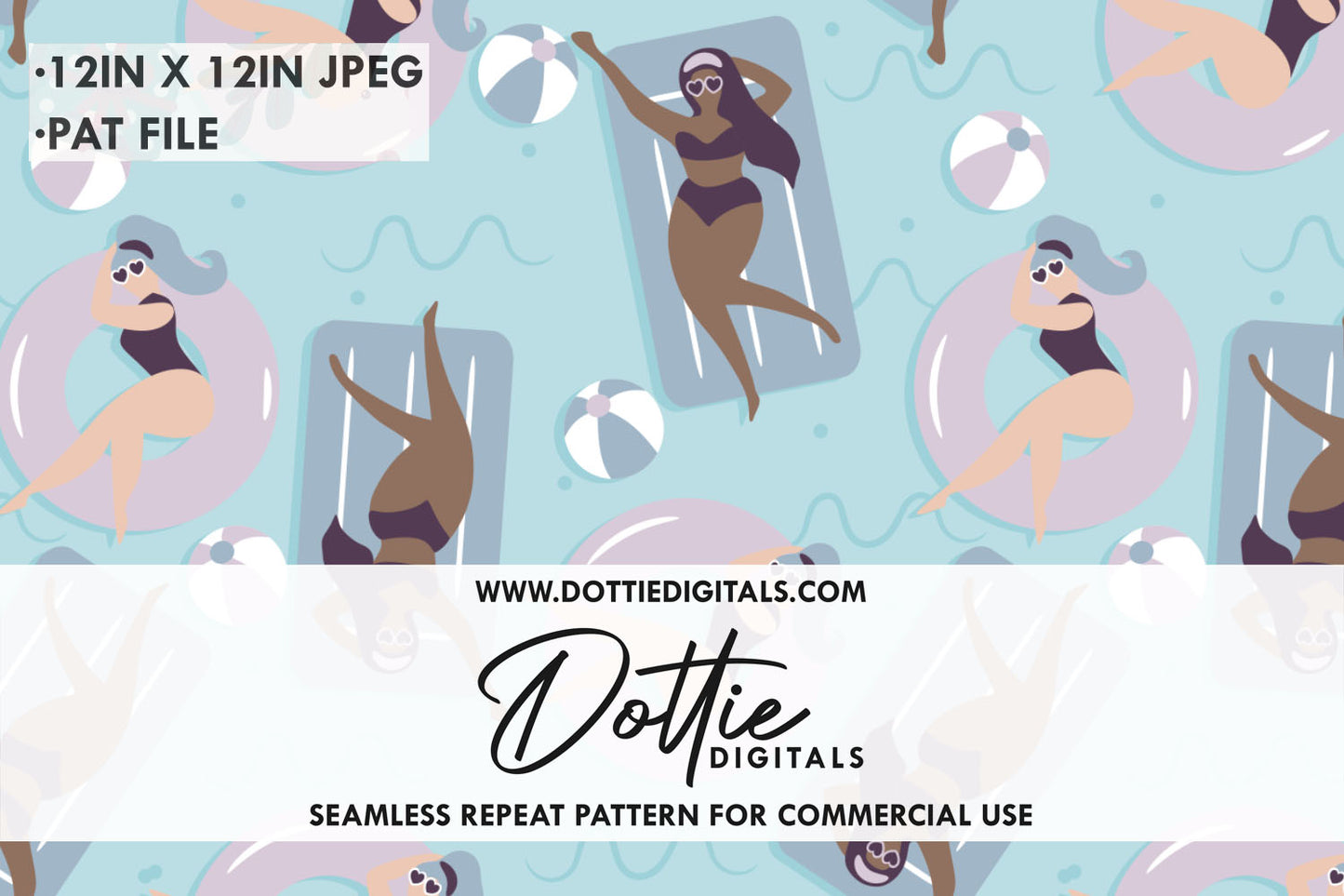 Swimming Pool Party Fun Repeat Seamless Pattern