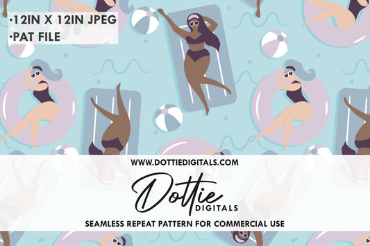 Swimming Pool Party Fun Repeat Seamless Pattern