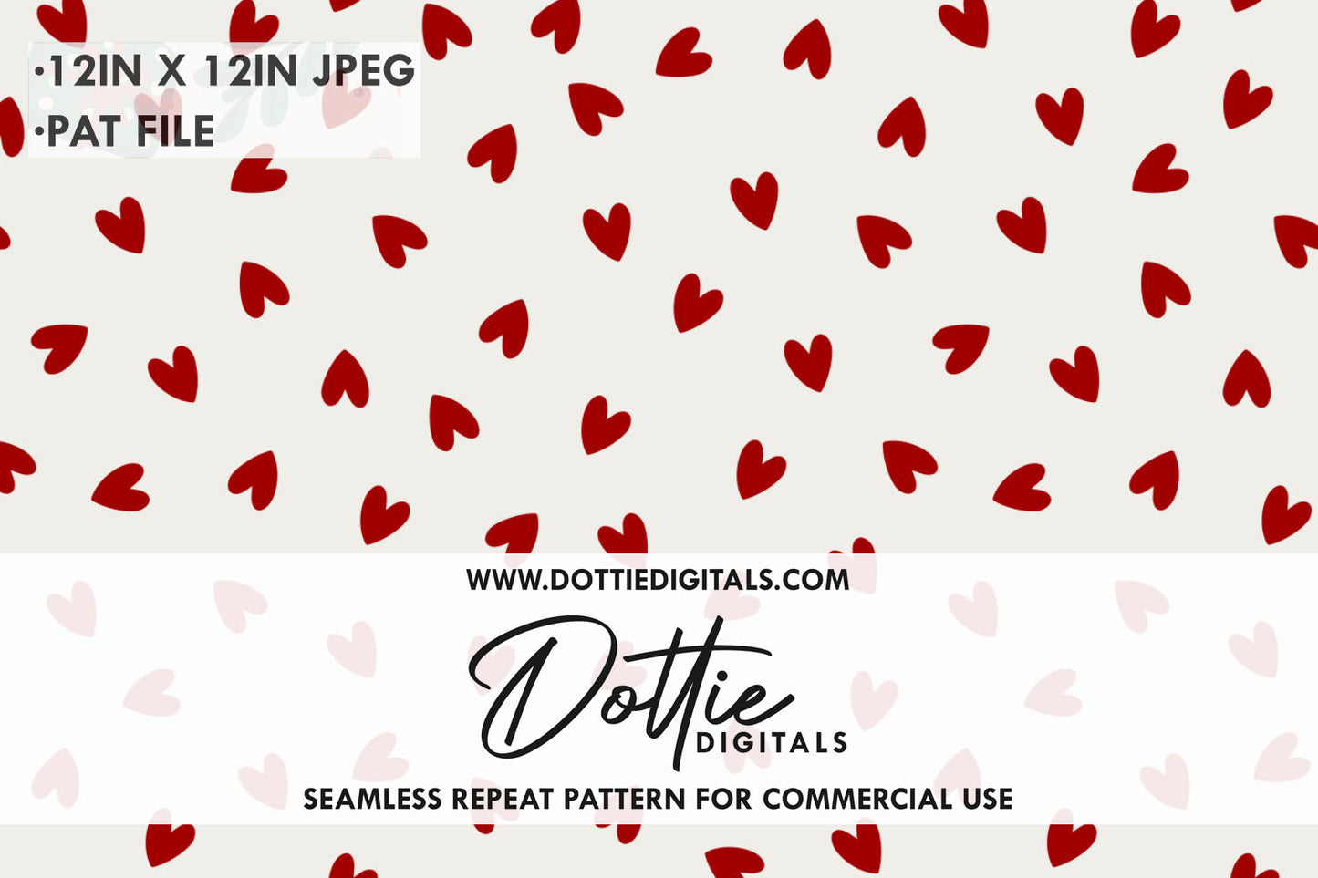 Ditsy Red Love Hearts Repeat Seamless Pattern