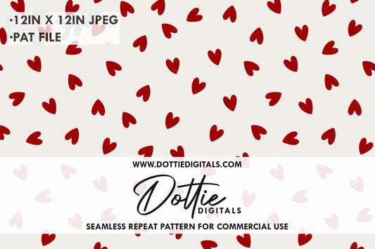 Ditsy Red Love Hearts Repeat Seamless Pattern