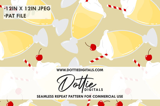 Vanilla Ice Cream Cherry Sundaes Repeat Seamless Pattern