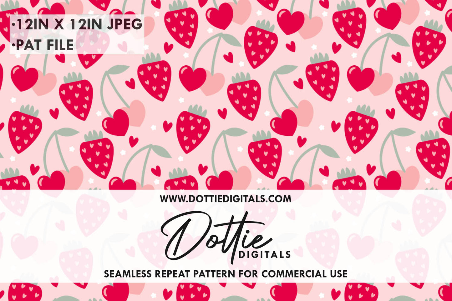 Fruity Hearts Repeat Seamless Pattern