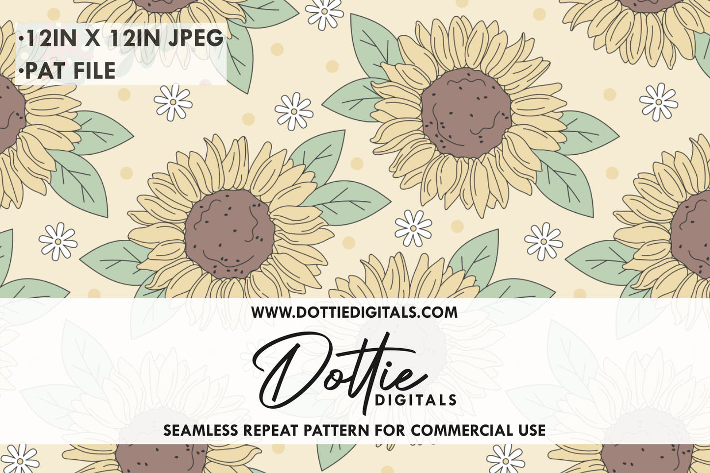 Sunflowers Repeat Seamless Pattern