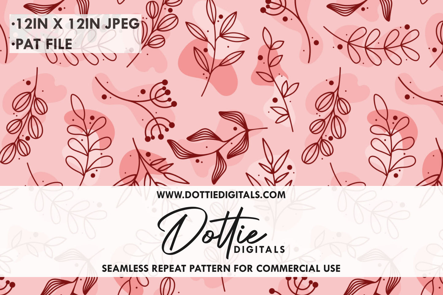Pink Botanical Leaves Repeat Seamless Pattern