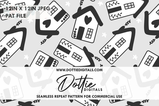 Black Grey Home Sweet Home Repeat Seamless Pattern