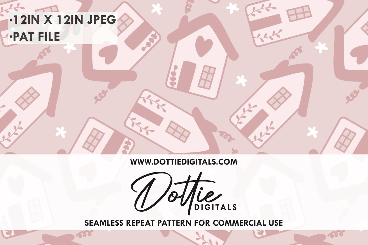 Pink Home Sweet Home Repeat Seamless Pattern