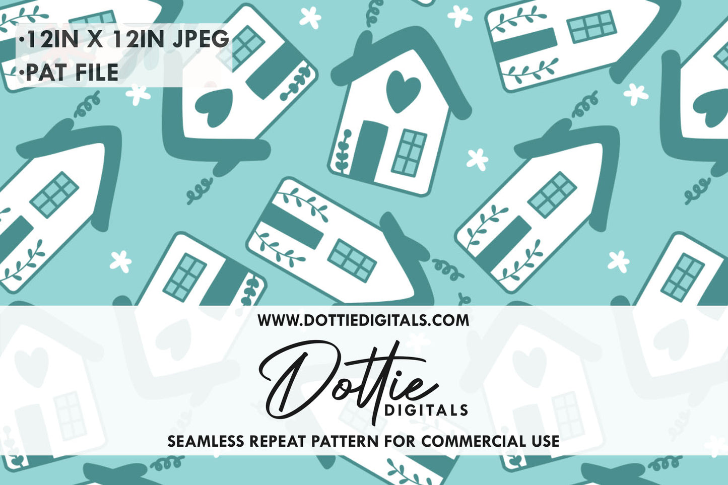 Light Blue Home Sweet Home Repeat Seamless Pattern