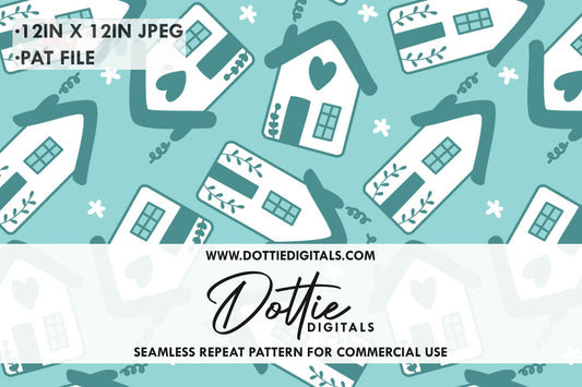 Light Blue Home Sweet Home Repeat Seamless Pattern