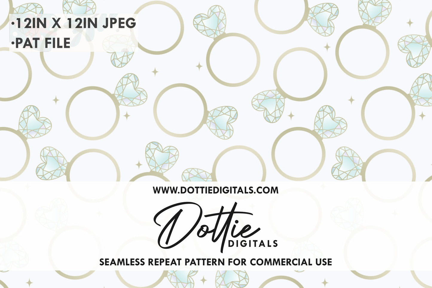 Heart Diamond Rings Repeat Seamless Pattern