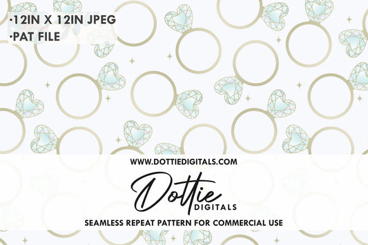 Heart Diamond Rings Repeat Seamless Pattern