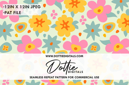Retro Floral Repeat Seamless Pattern