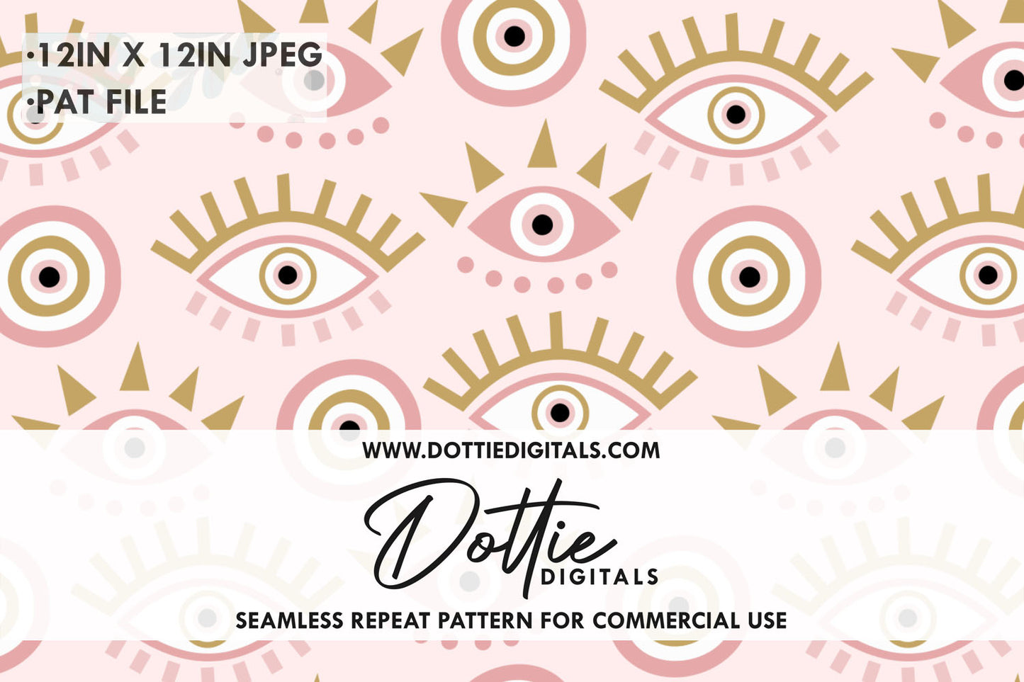 Evil Eyes on Pink Repeat Seamless Pattern