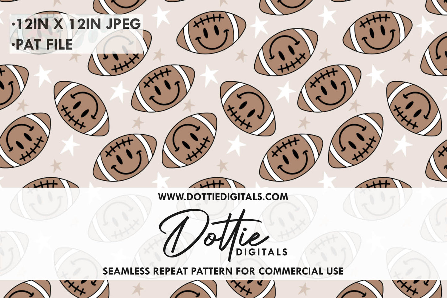 Happy Footballs Repeat Seamless Pattern