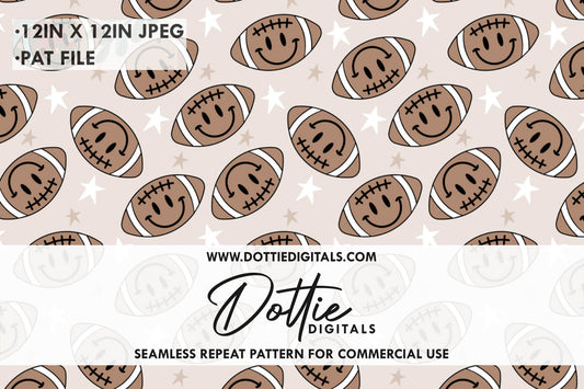 Happy Footballs Repeat Seamless Pattern