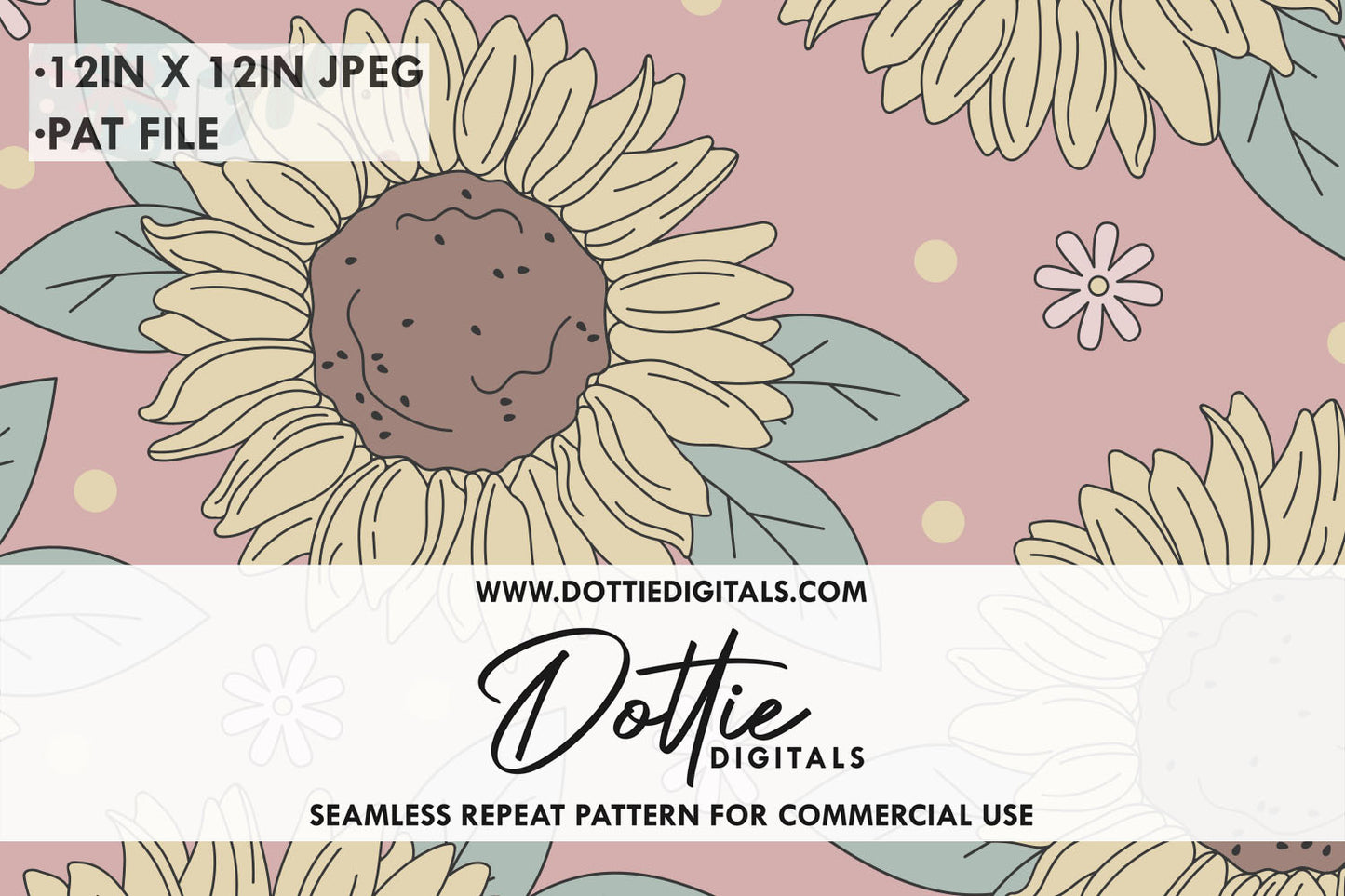 Muted Sunflowers on a Dusky Background Repeat Seamless Pattern