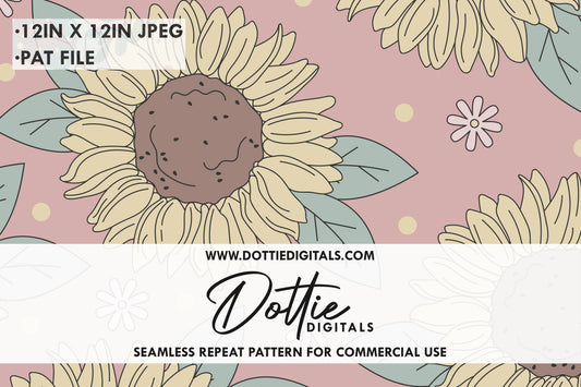Muted Sunflowers on a Dusky Background Repeat Seamless Pattern