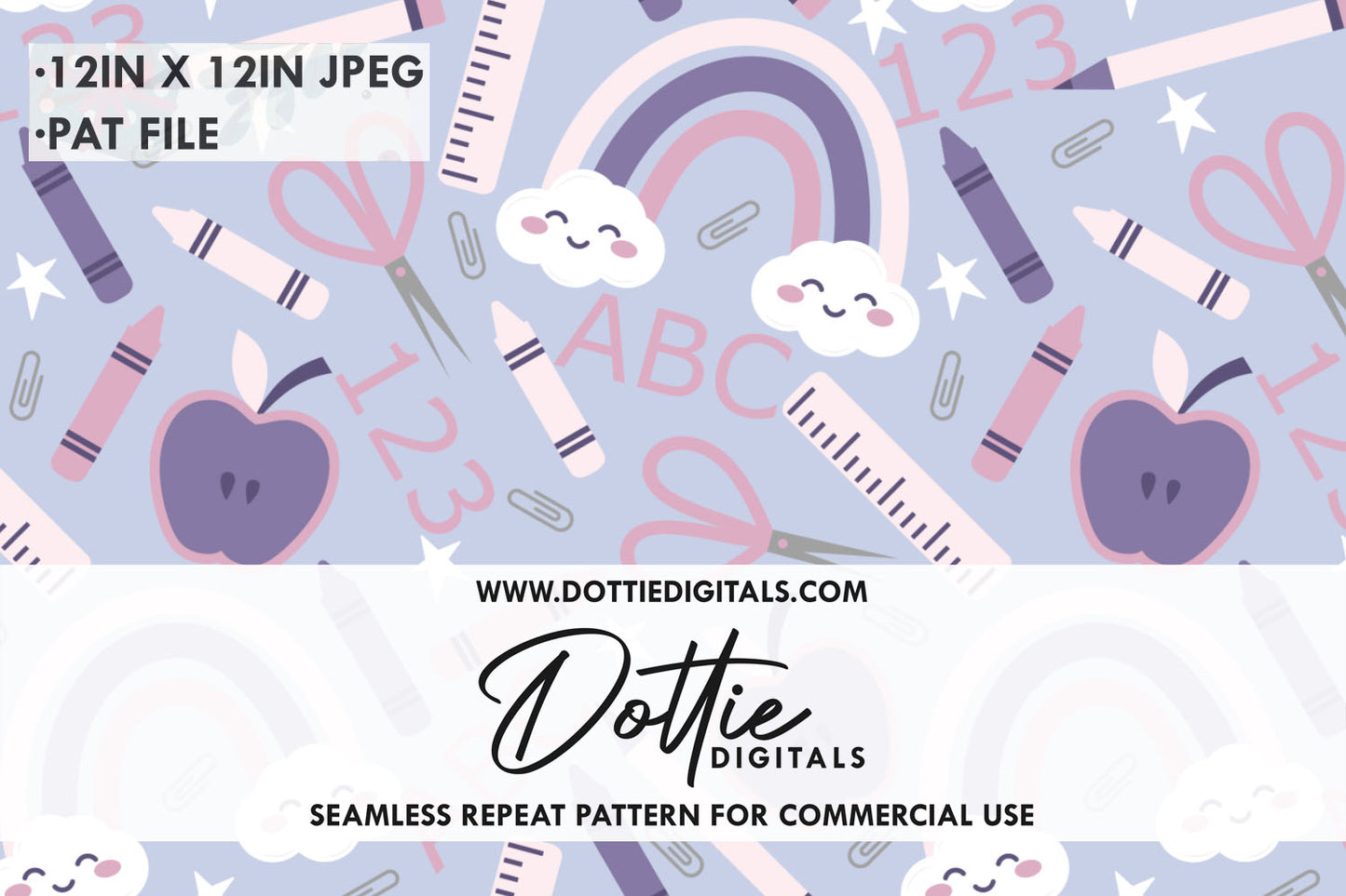 Light Purple Apple For The Teacher Repeat Seamless Pattern