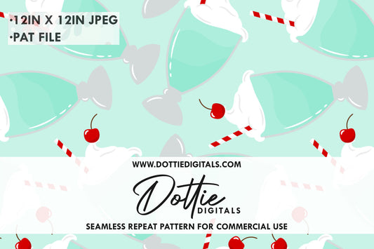 Light Blue Ice Cream Sundaes Repeat Seamless Pattern
