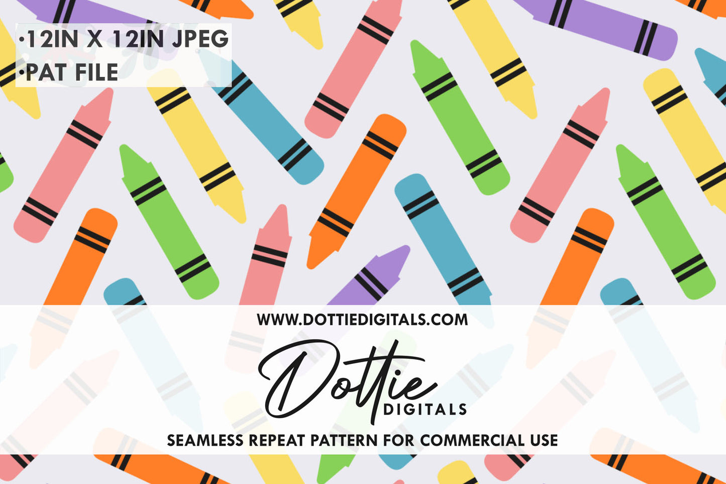 Colorful Wax Crayons on Grey Repeat Seamless Pattern