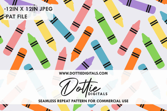 Colorful Wax Crayons on Grey Repeat Seamless Pattern