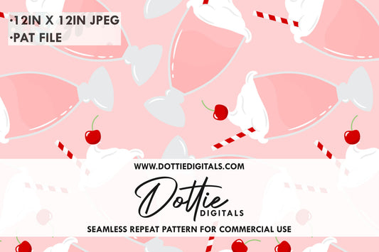 Pink Ice Cream Sundaes Repeat Seamless Pattern