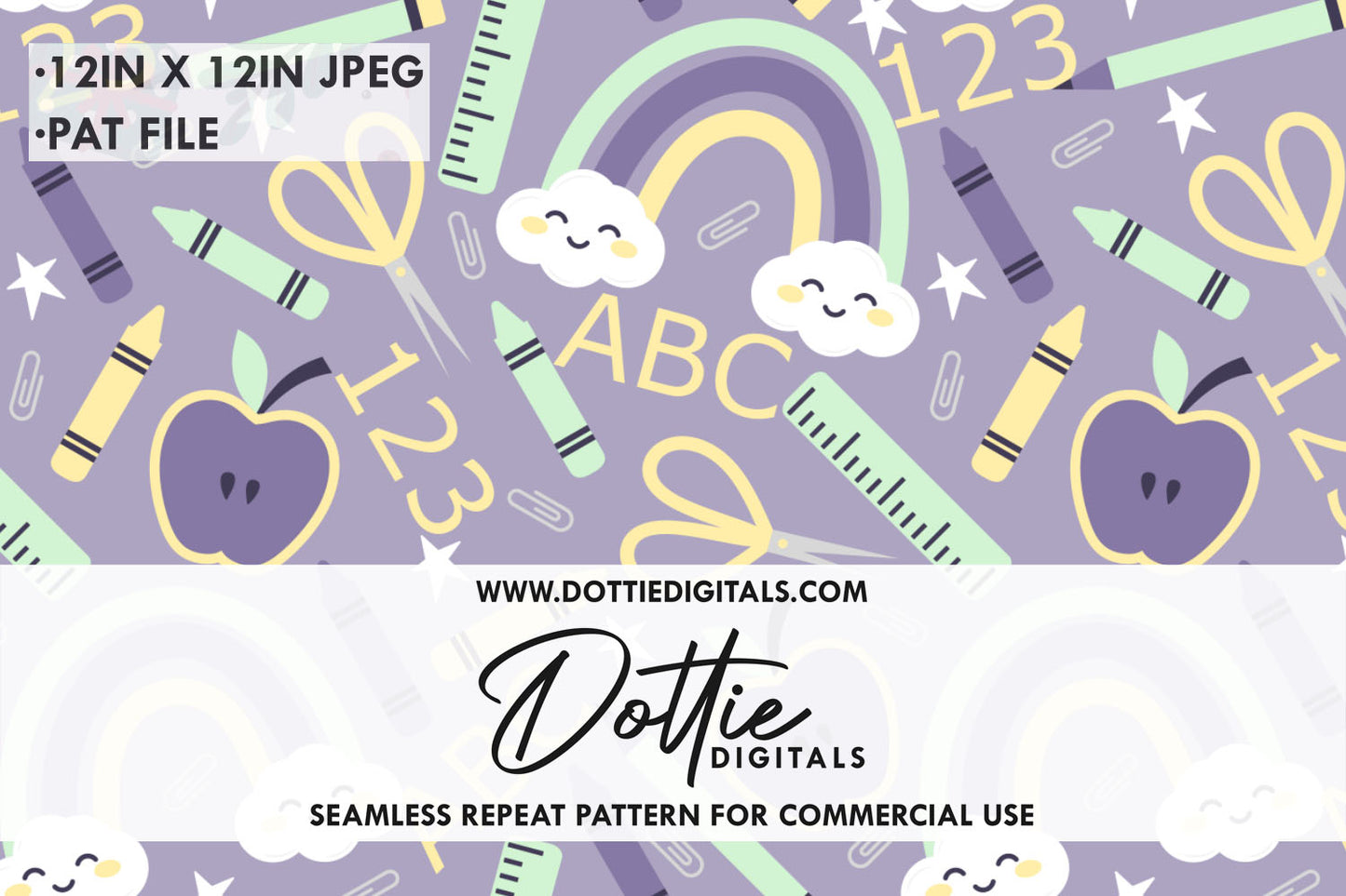 Purple Apple For The Teacher Repeat Seamless Pattern