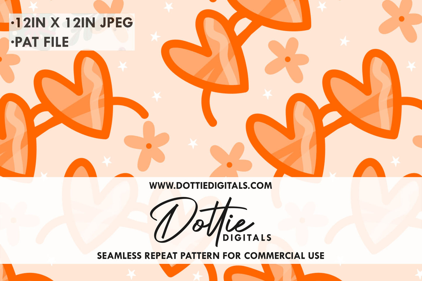 Orange Heart Sunglasses Repeat Seamless Pattern