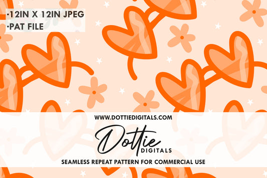 Orange Heart Sunglasses Repeat Seamless Pattern