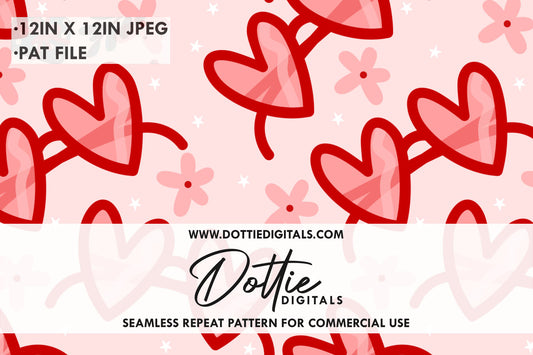 Pink Heart Sunglasses Repeat Seamless Pattern