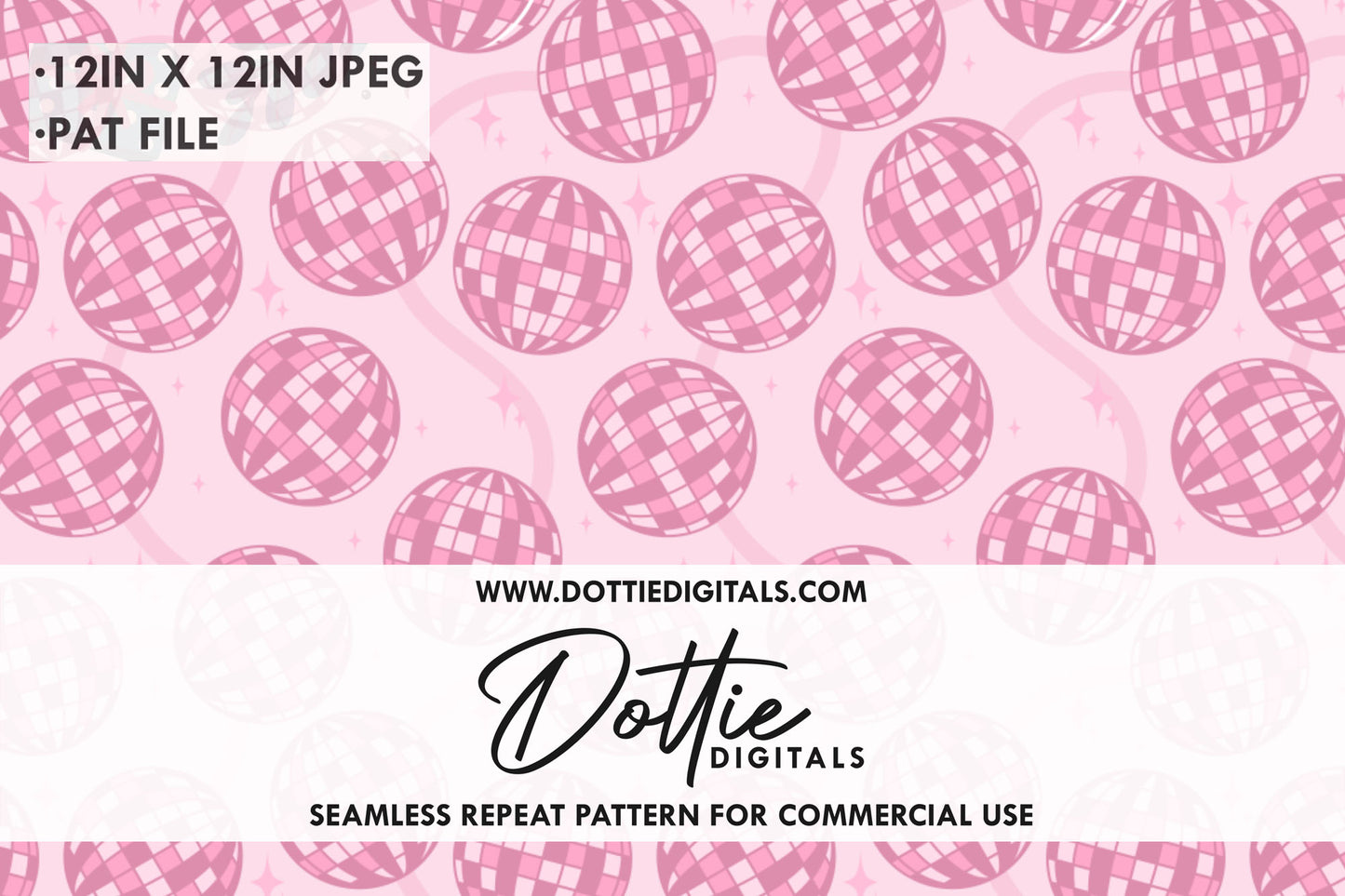 Pink Glitter Disco Balls Repeat Seamless Pattern