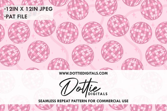Pink Glitter Disco Balls Repeat Seamless Pattern