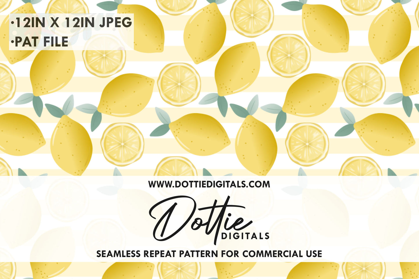 Lemons and Lemon Slices Repeat Seamless Pattern