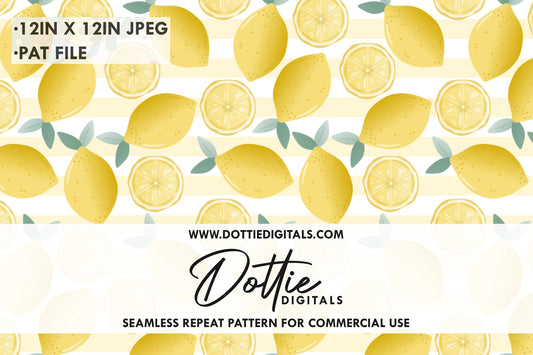 Lemons and Lemon Slices Repeat Seamless Pattern