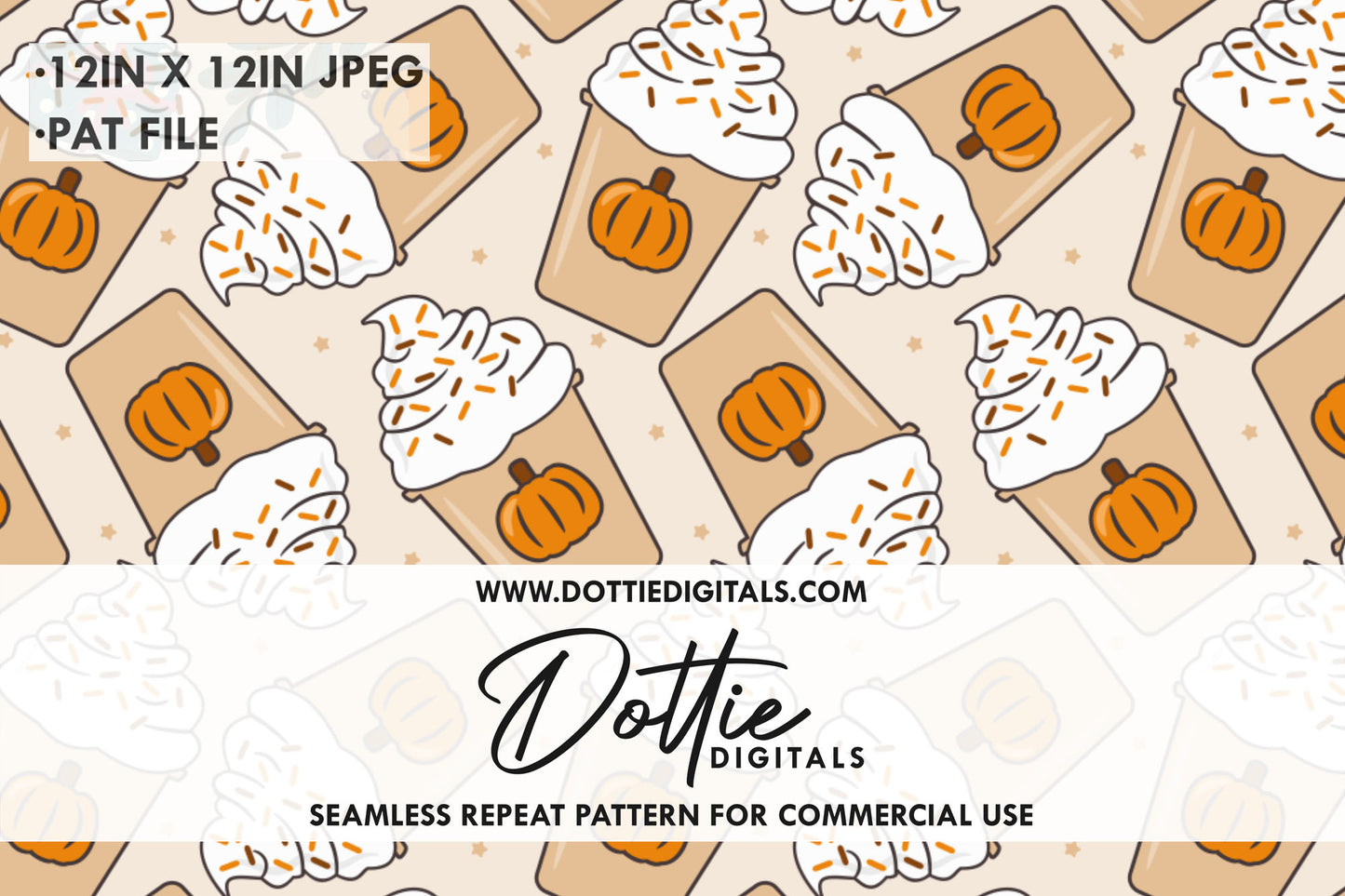 Pumpkin Spice Creamy Latte Repeat Seamless Pattern