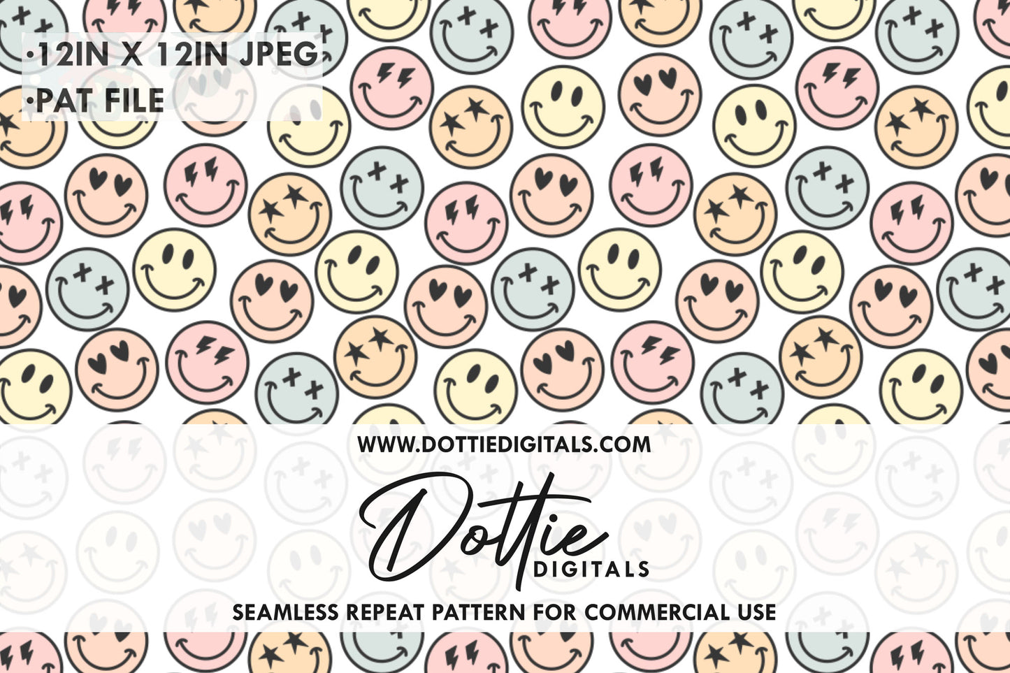 Pastel Smiles Repeat Seamless Pattern