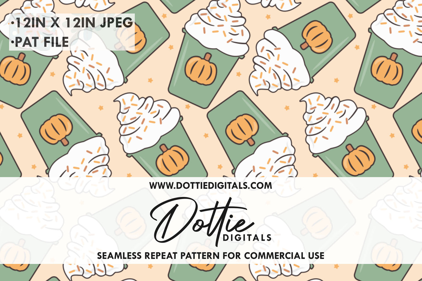 Pumpkin Spice Latte Repeat Seamless Pattern