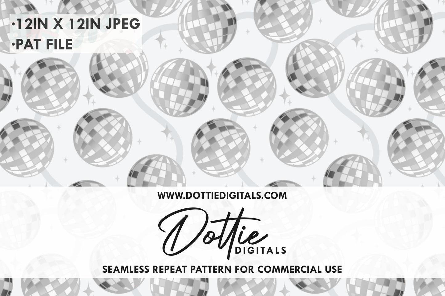 Silver Glitter Balls Repeat Seamless Pattern