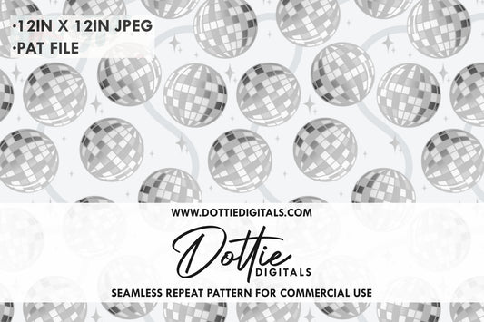 Silver Glitter Balls Repeat Seamless Pattern