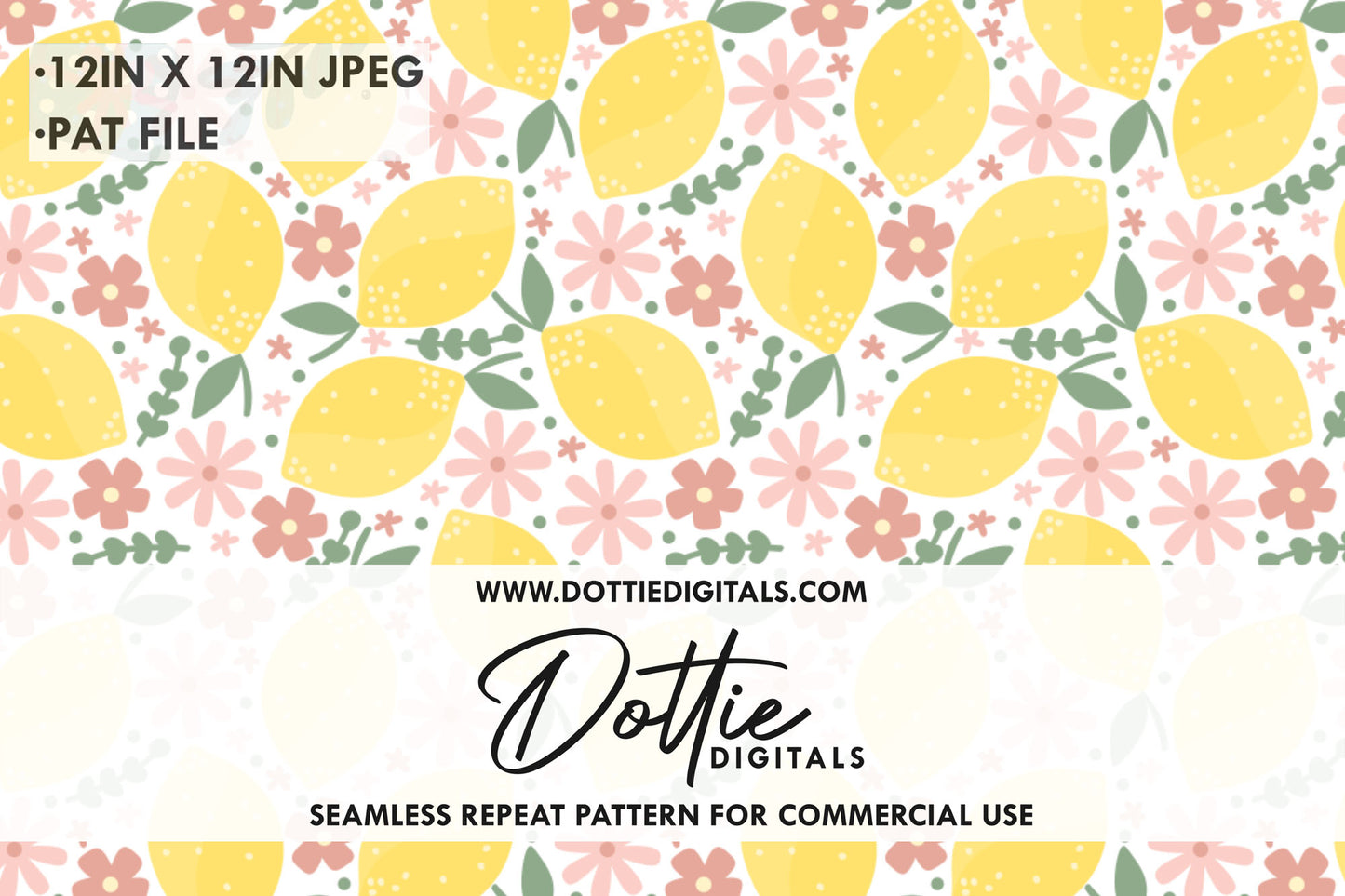 Ditsy Flowers And Lemons Repeat Seamless Pattern