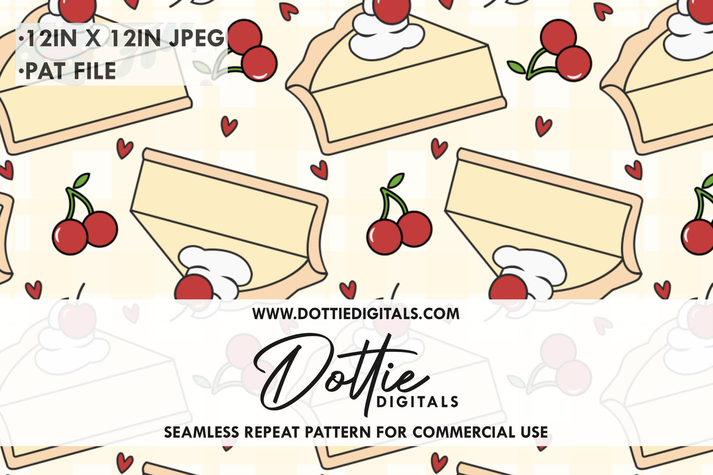 Yellow Cherry Pie and Cream Repeat Seamless Pattern