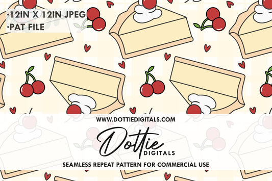 Yellow Cherry Pie and Cream Repeat Seamless Pattern