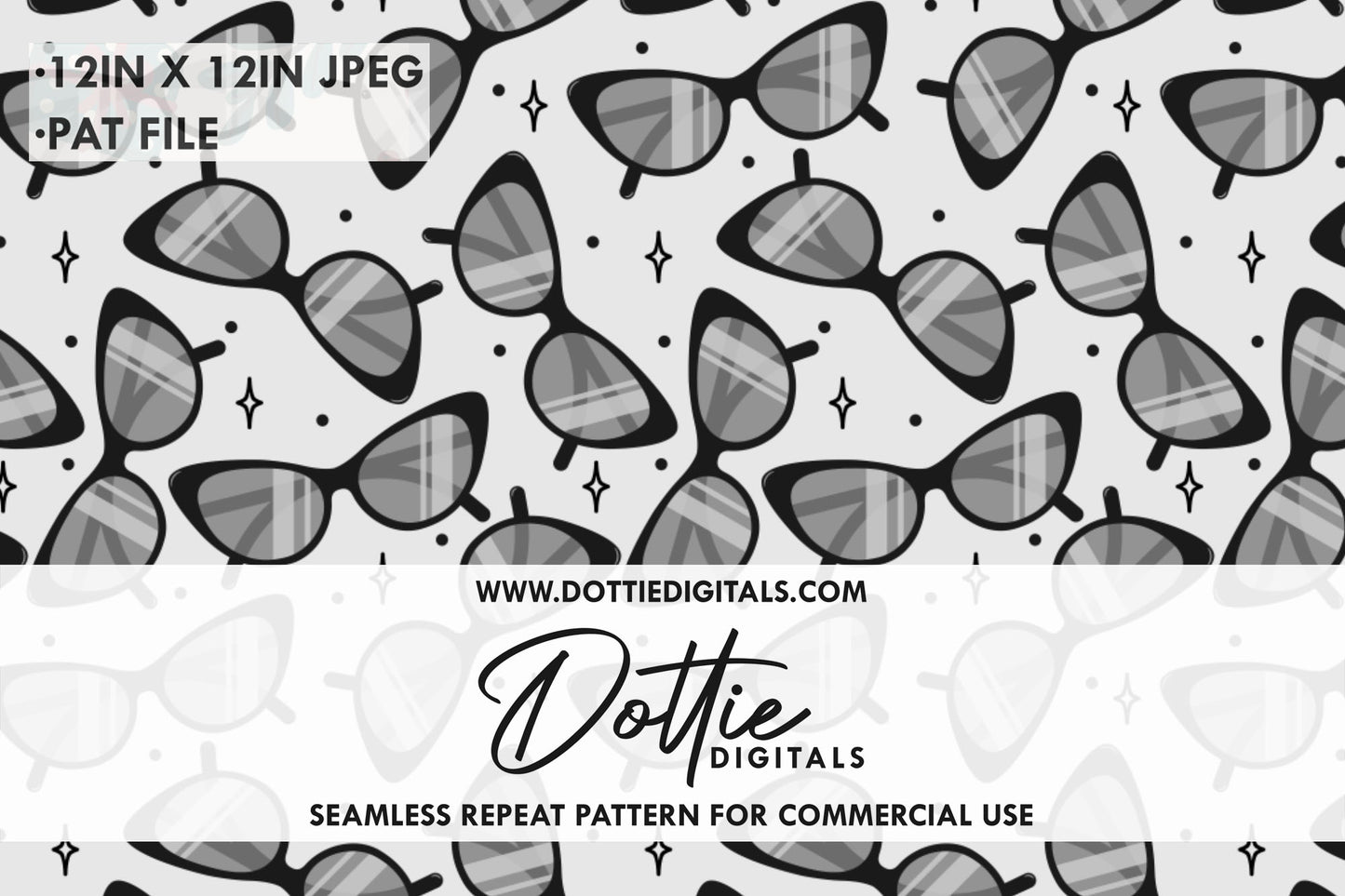 Black Grey Sunglasses Repeat Seamless Pattern