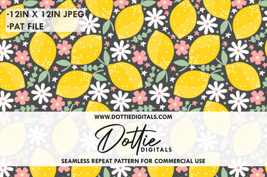 Cute Ditsy Flowers And Lemons Repeat Seamless Pattern