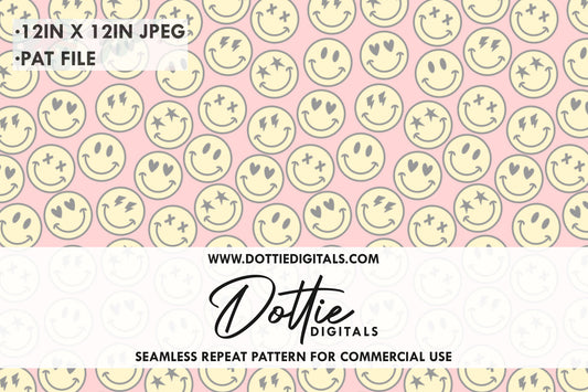 Pink Happy Smiles Repeat Seamless Pattern